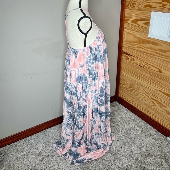 Nasty Gal Pink Blue Tie Dye Print Pleated Sleeveless Strappy Maxi Dress 4 - Picture 6 of 12